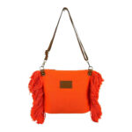 Bolso Bandolera de Algodón con Asas de Piel y Flecos Laterales para Mujer