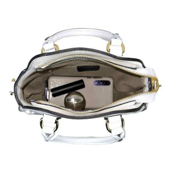 Bolso de Mano de Piel con Asas Cortas y Bolsillo Trasero para Mujer