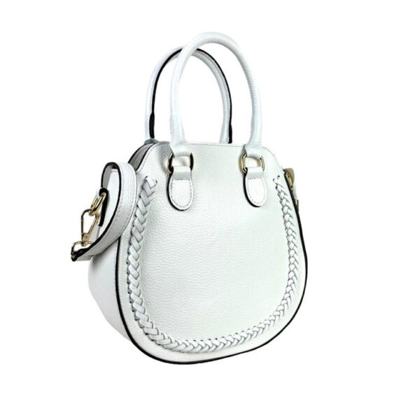 Bolso de Mano de Piel con Asas Cortas y Bolsillo Trasero para Mujer