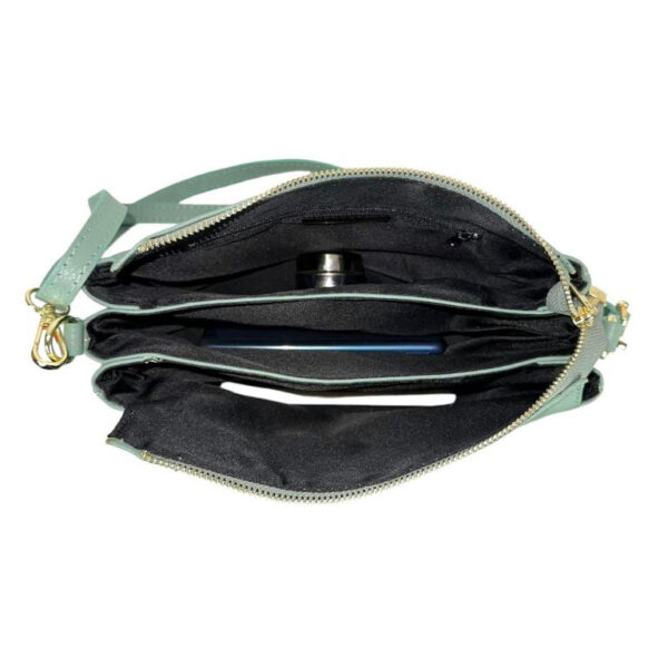 Bolso Bandolera de Piel con 3 Compartimentos Interiores para Mujer