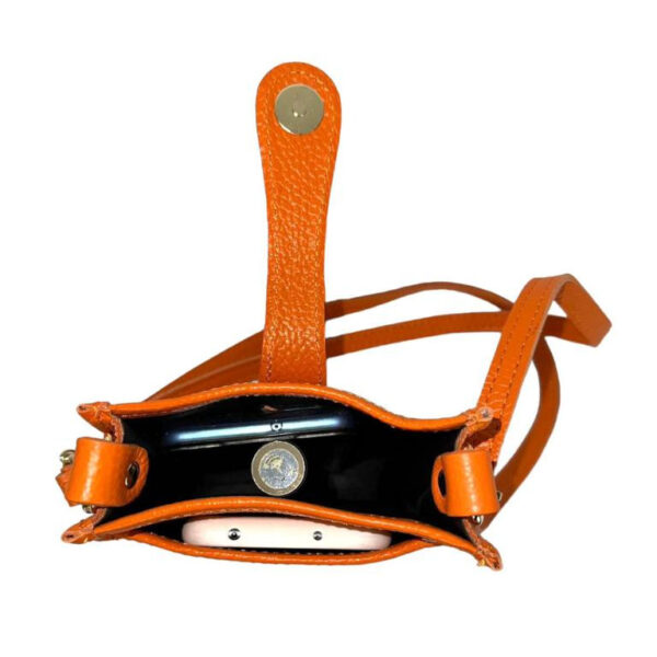 Mini Bolso de Piel con Compartimento Frontal para Mujer