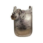 Mini Bolso Metalizado de Piel para Mujer con Compartimento Frontal