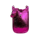 Mini Bolso Metalizado de Piel para Mujer con Compartimento Frontal