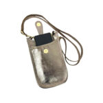 Mini Bolso Metalizado de Piel para Mujer con Compartimento Frontal