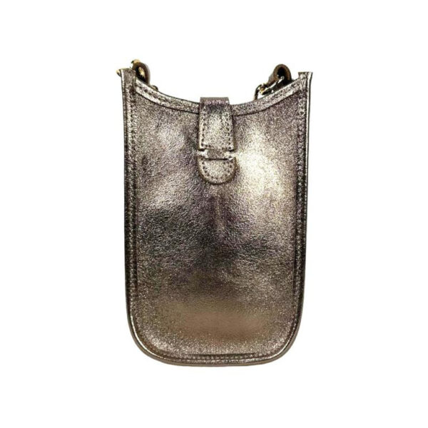 Mini Bolso Metalizado de Piel para Mujer con Compartimento Frontal