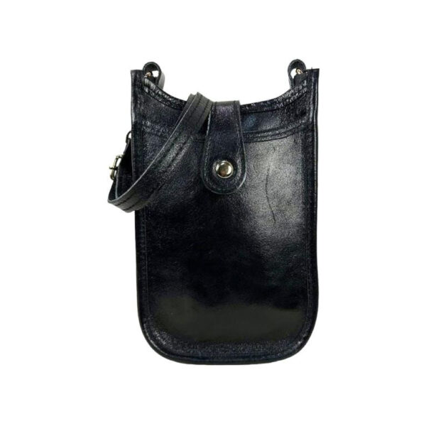 Mini Bolso Metalizado de Piel para Mujer con Compartimento Frontal