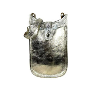 Mini Bolso Metalizado de Piel para Mujer con Compartimento Frontal