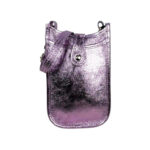 Mini Bolso Metalizado de Piel para Mujer con Compartimento Frontal