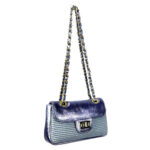 Bolso Bandolera de Rafia y Piel Metalizada con Asas Largas Ajustables Mujer