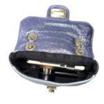 Bolso Bandolera de Rafia y Piel Metalizada con Asas Largas Ajustables Mujer