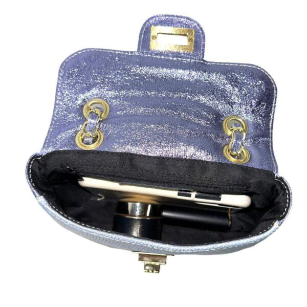 Bolso Bandolera de Rafia y Piel Metalizada con Asas Largas Ajustables Mujer