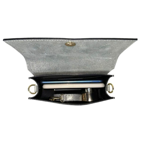 Bolso Bandolera de Piel con Asa Larga Moldeable y Efecto Brillante Mujer