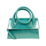 Bolso Bandolera de Piel con Asa Larga Moldeable y Efecto Brillante Mujer