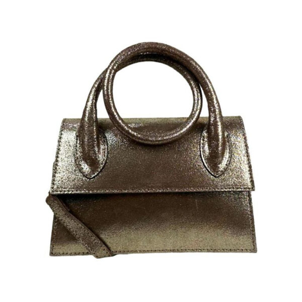 Bolso Bandolera de Piel con Asa Larga Moldeable y Efecto Brillante Mujer