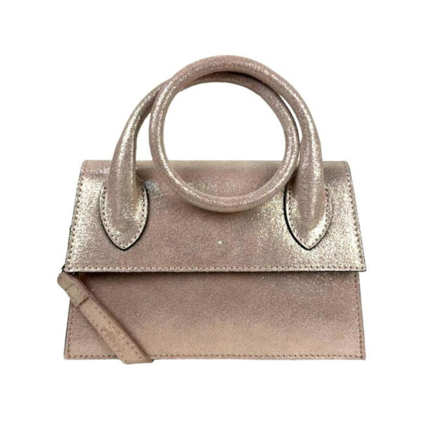 Bolso Bandolera de Piel con Asa Larga Moldeable y Efecto Brillante Mujer