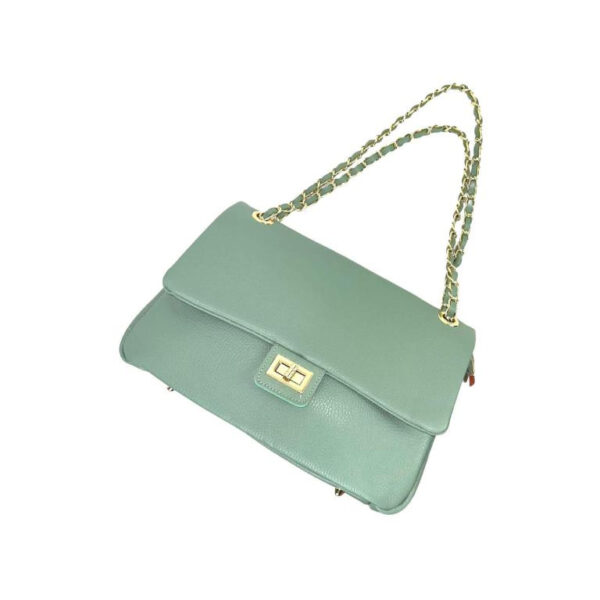 Bolso Bandolera Piel Italiana de Mujer con Solapa Giro y Gran Capacidad