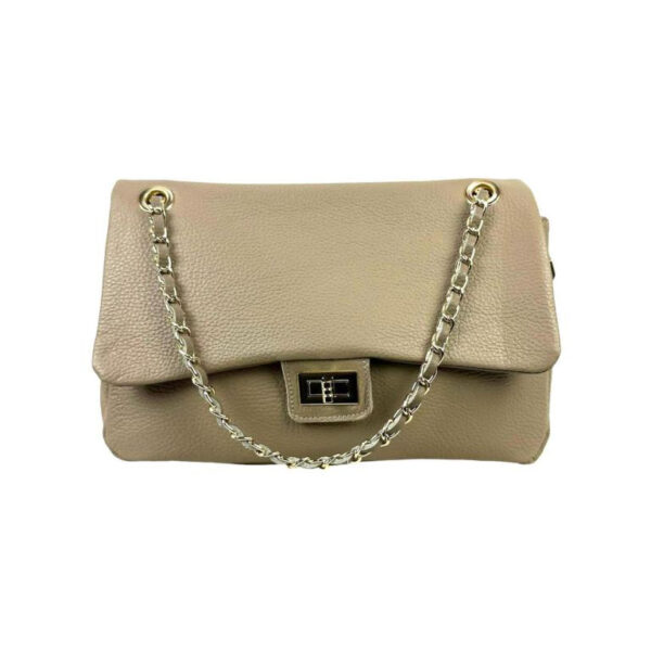 Bolso Bandolera Piel Italiana de Mujer con Solapa Giro y Gran Capacidad