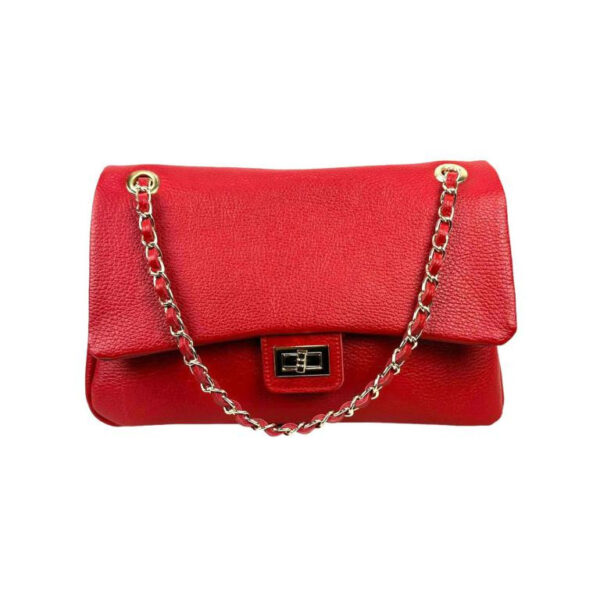 Bolso Bandolera Piel Italiana de Mujer con Solapa Giro y Gran Capacidad