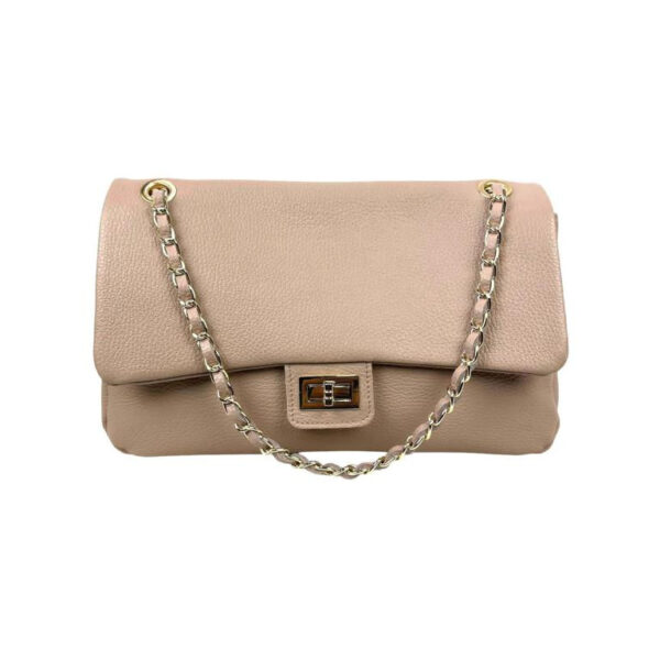 Bolso Bandolera Piel Italiana de Mujer con Solapa Giro y Gran Capacidad