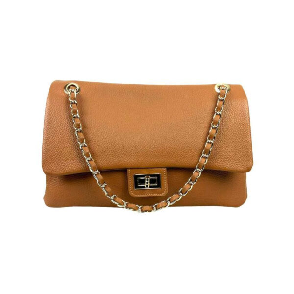 Bolso Bandolera Piel Italiana de Mujer con Solapa Giro y Gran Capacidad