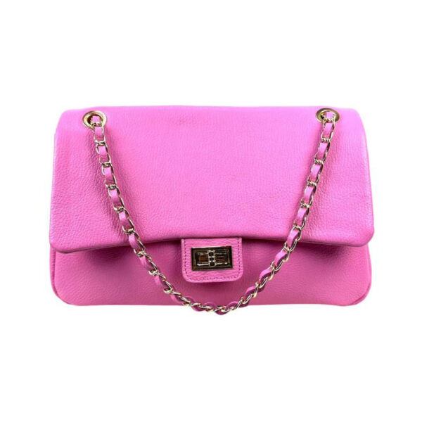 Bolso Bandolera Piel Italiana de Mujer con Solapa Giro y Gran Capacidad