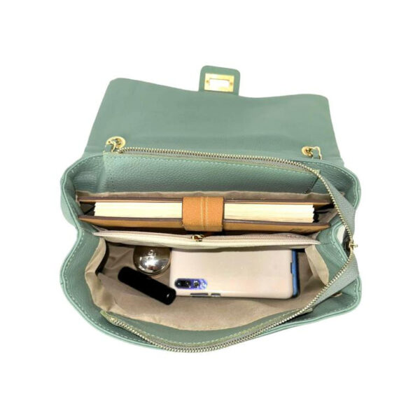 Bolso Bandolera Piel Italiana de Mujer con Solapa Giro y Gran Capacidad