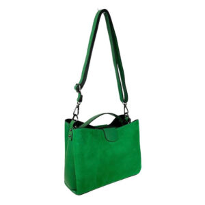 Bolso de Mano para Mujer con Piel de Grano y Parte Frontal en Serraje