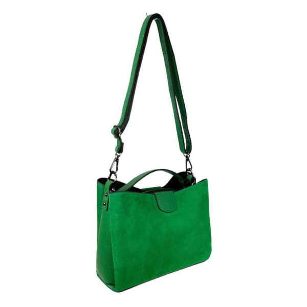 Bolso de Mano para Mujer con Piel de Grano y Parte Frontal en Serraje