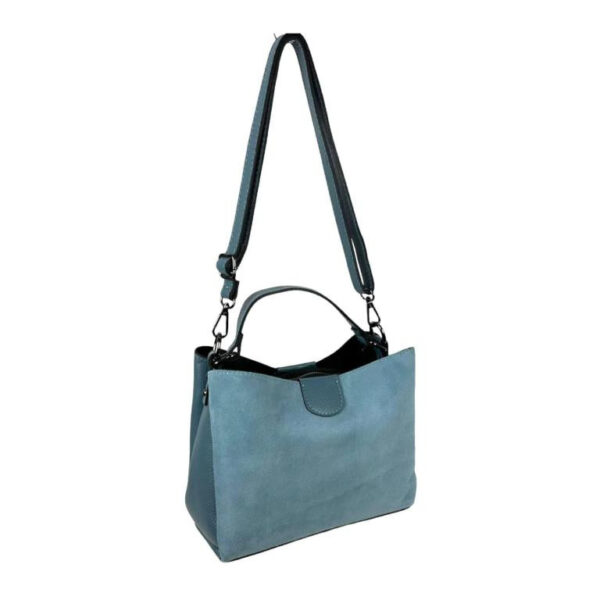 Bolso de Mano para Mujer con Piel de Grano y Parte Frontal en Serraje