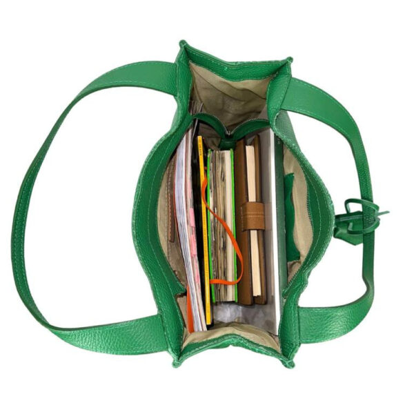 Bolso Shopper de Piel con Gran Capacidad y Cremallera para Mujer