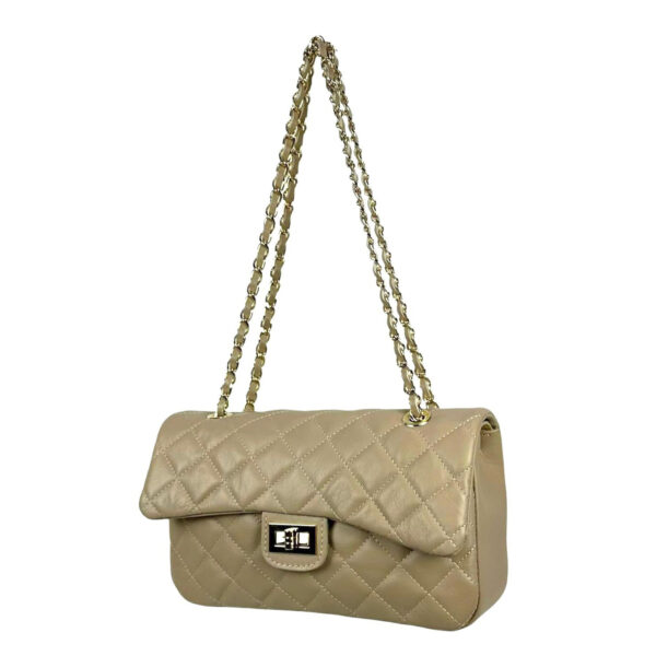 Bolso Acolchado de Piel Italiana GRANDE con Asas de Cadena para Mujer
