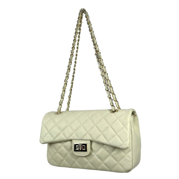 Bolso Acolchado de Piel Italiana GRANDE con Asas de Cadena para Mujer