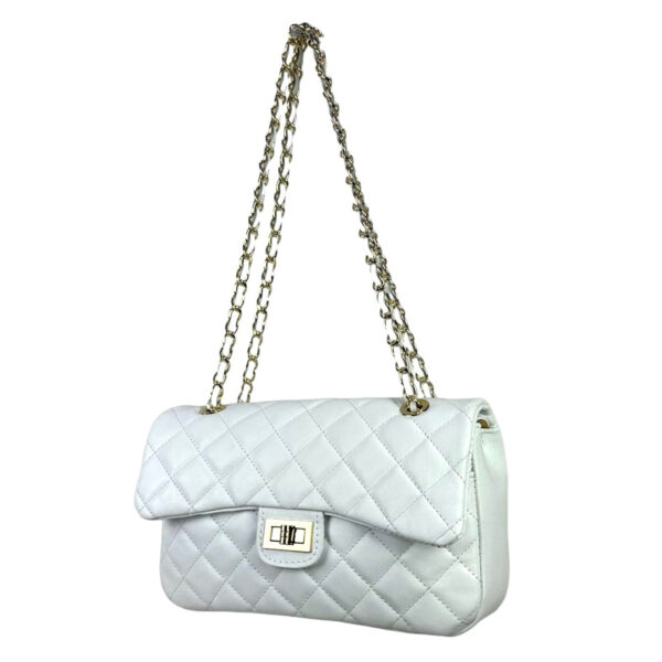 Bolso Acolchado de Piel Italiana GRANDE con Asas de Cadena para Mujer