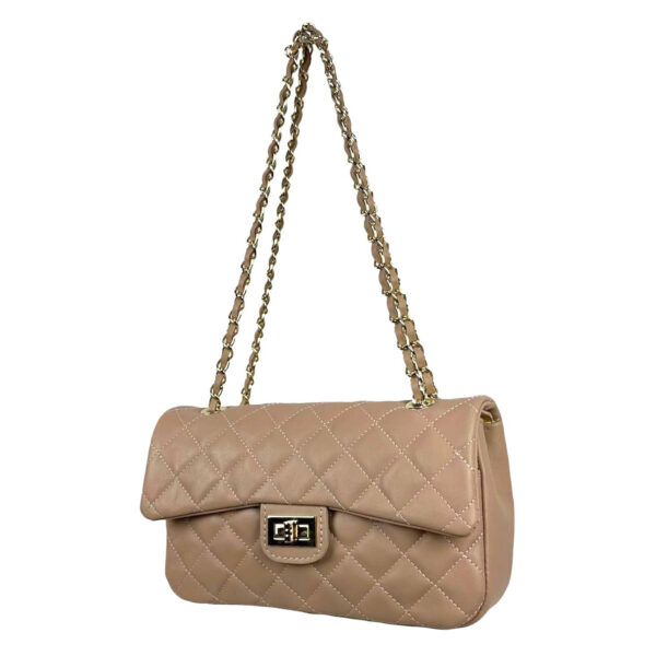 Bolso Acolchado de Piel Italiana GRANDE con Asas de Cadena para Mujer