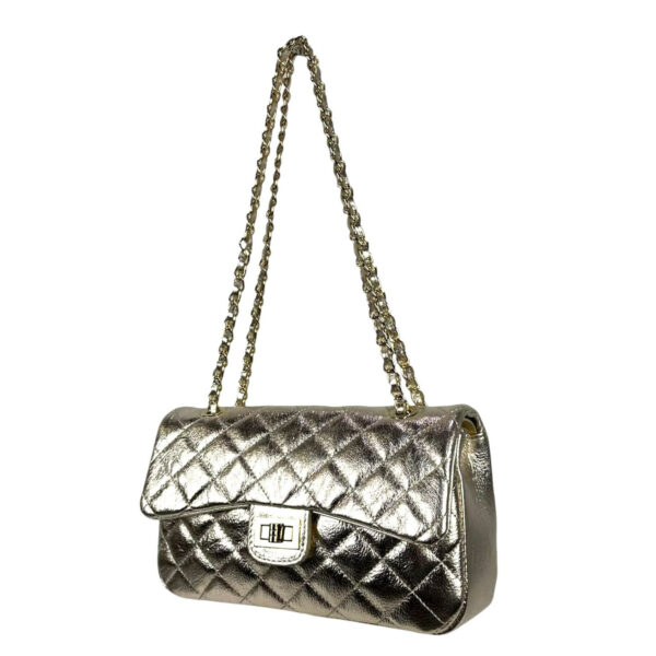 Bolso Acolchado de Piel Italiana GRANDE con Asas de Cadena para Mujer