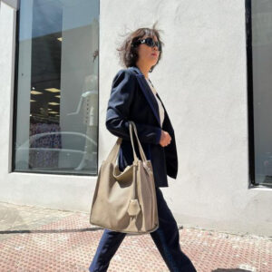 Bolso Shopper de Piel con Gran Capacidad y Cremallera para Mujer