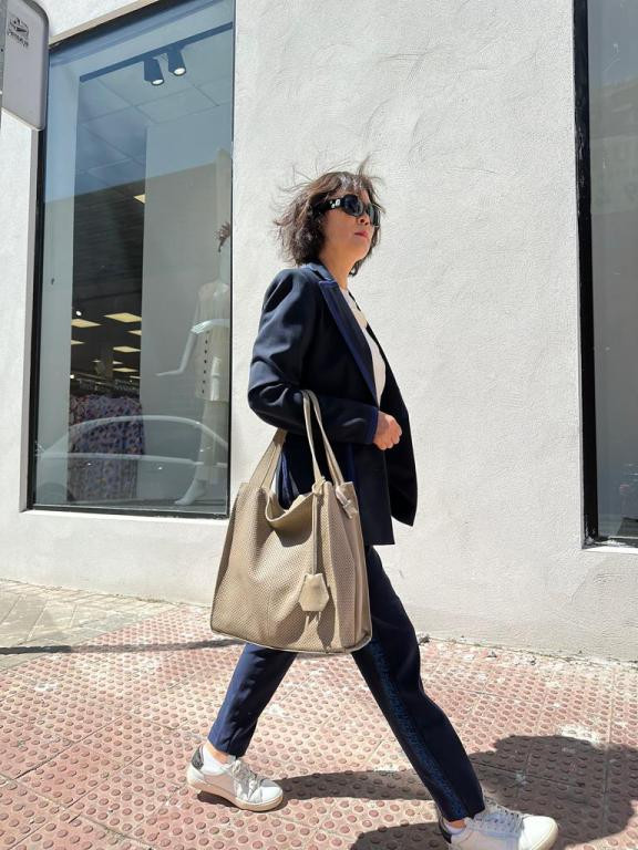 Bolso Shopper de Piel con Gran Capacidad y Cremallera para Mujer