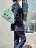 Bolso Bandolera Piel Italiana de Mujer con Solapa Giro y Gran Capacidad