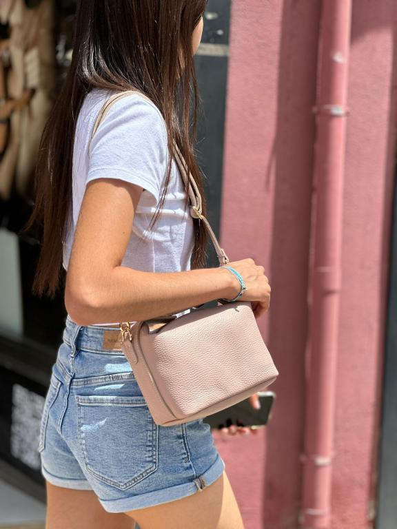 Bolso de de Piel de Grano Italiana con Asa Corta Original para Mujer