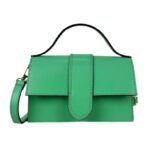 Bolso de Mano Compacto para Mujer de Piel Italiana con Compartimento Trasero