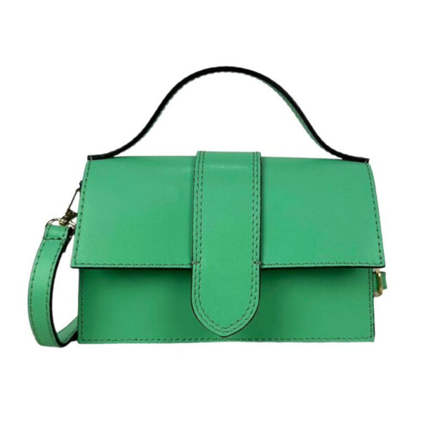 Bolso de Mano Compacto para Mujer de Piel Italiana con Compartimento Trasero