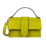 Bolso de Mano Compacto para Mujer de Piel Italiana con Compartimento Trasero