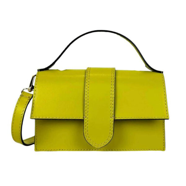 Bolso de Mano Compacto para Mujer de Piel Italiana con Compartimento Trasero