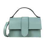 Bolso de Mano Compacto para Mujer de Piel Italiana con Compartimento Trasero