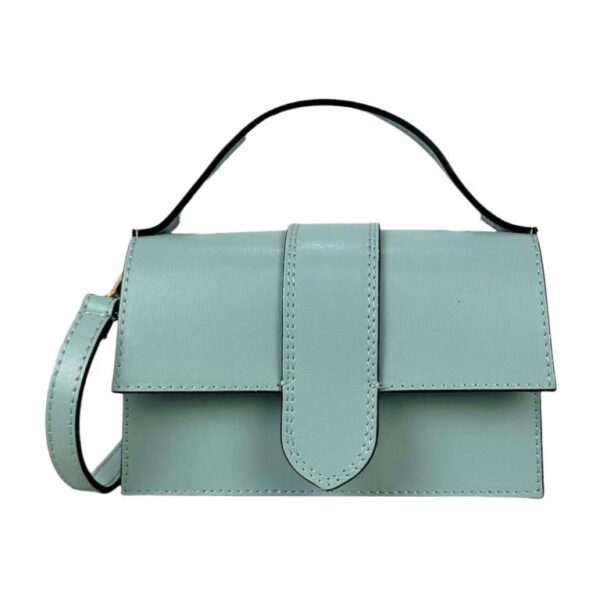 Bolso de Mano Compacto para Mujer de Piel Italiana con Compartimento Trasero