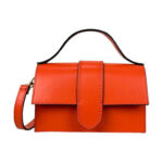 Bolso de Mano Compacto para Mujer de Piel Italiana con Compartimento Trasero