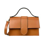 Bolso de Mano Compacto para Mujer de Piel Italiana con Compartimento Trasero