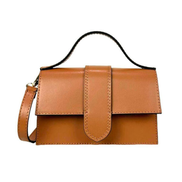 Bolso de Mano Compacto para Mujer de Piel Italiana con Compartimento Trasero