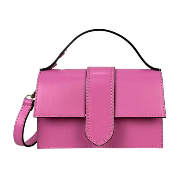 Bolso de Mano Compacto para Mujer de Piel Italiana con Compartimento Trasero