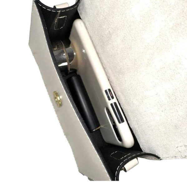 Bolso de Mano Compacto para Mujer de Piel Italiana con Compartimento Trasero